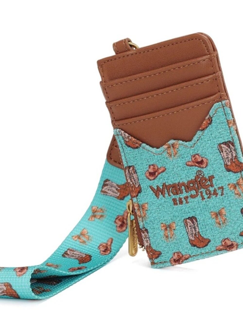Wrangler Western Print RFID Blocking Wallet Turquoise - Picture 2 of 5